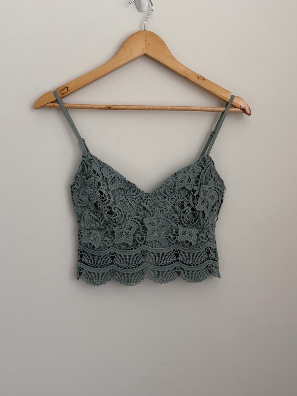 Kendall & Kylie Sage Green Lace Cropped Cami